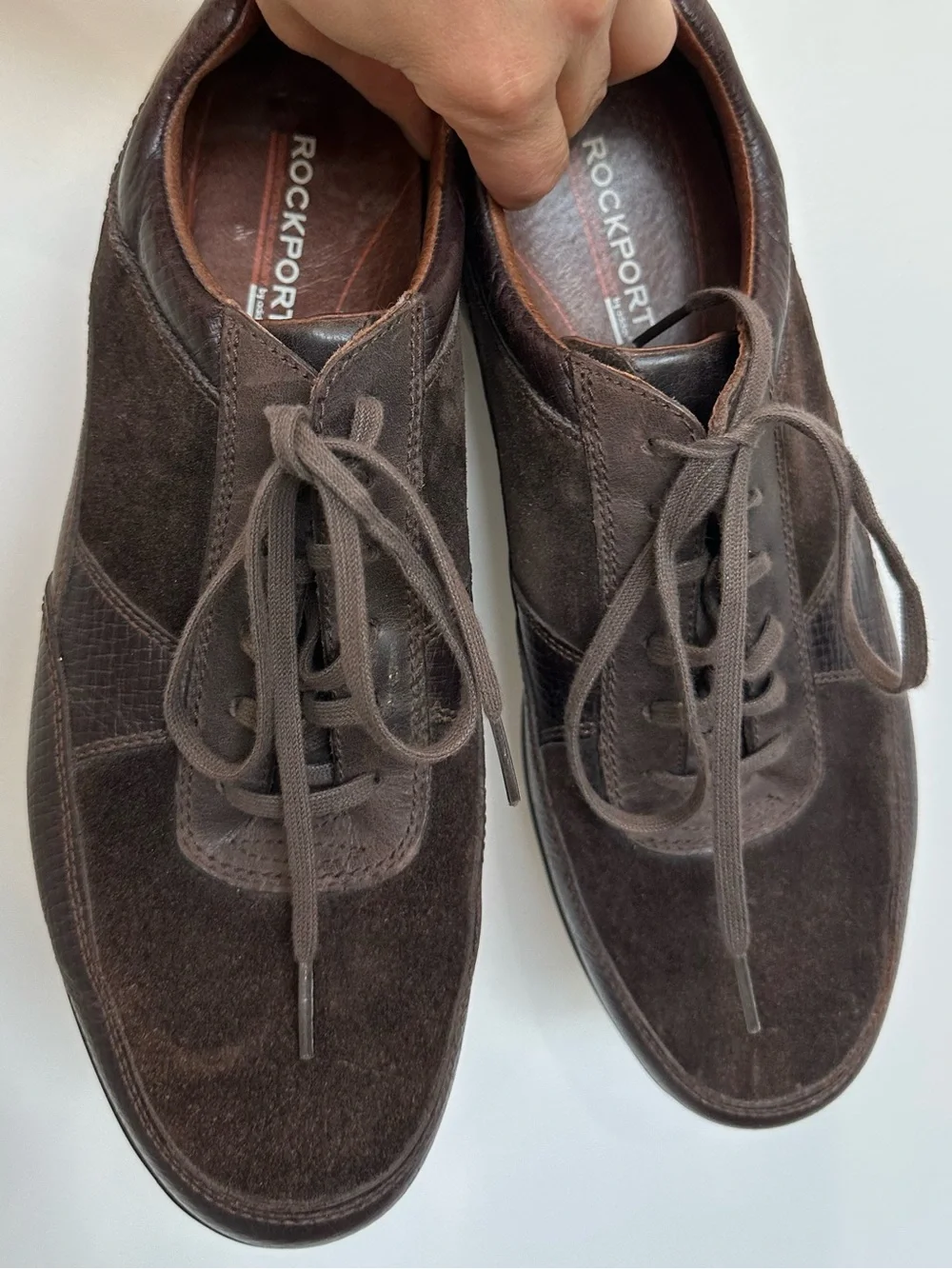 Rockport Men's Brown Suede and Leather Lace-Up Sneakers